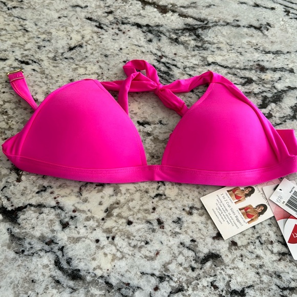 voda Swim Voda Swim Push Up Bikini Top Halter Largebright Pink Adds 2 Cup Sizes Poshmark